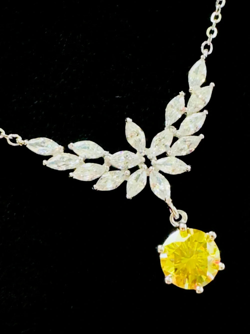 1 Carat Yellow Moissanite Pendant Necklace | S925 Sterling Silver